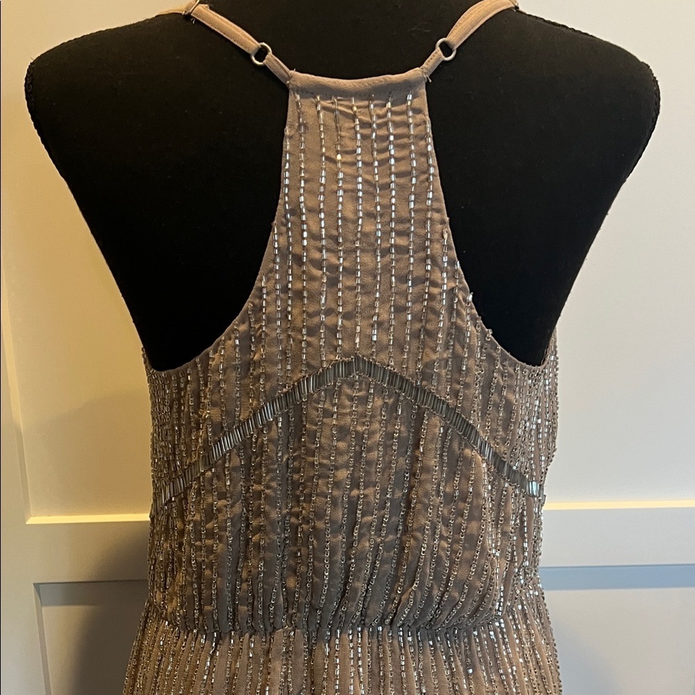 NWT W118 by Walter Baker Beaded Taupe Brown Backless Destiny Dress Size 4 - Picture 14 of 16